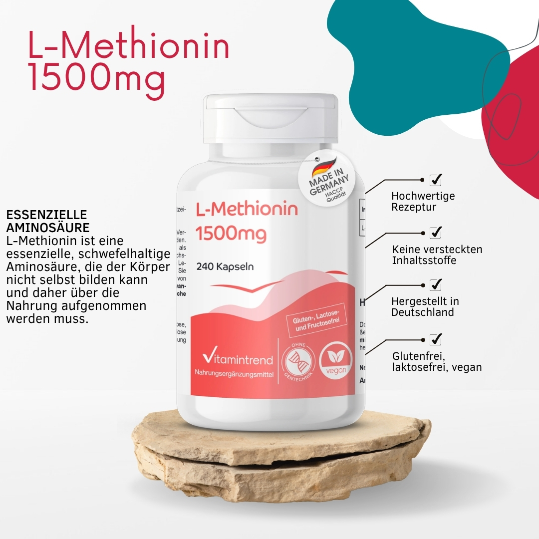 L-Methionine 1500mg - 240 capsules - veganistisch | Vitamintrend