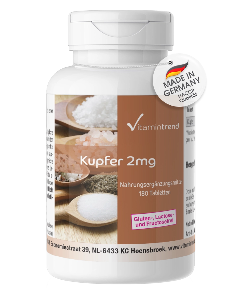 Copper 2mg 180 tablets, chelated, bulk pack for 1/2 year, vegan Copper 2mg 180 tablets, chelated, bulk pack for 1/2 year, vegan