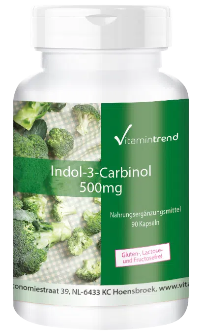 Indole-3-carbinol 500mg plus broccolipoeder 500mg - 90 capsules, veganistisch