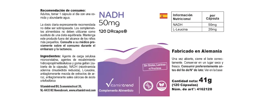 NADH 50mg - hochdosiert - vegan - 120 Kapseln