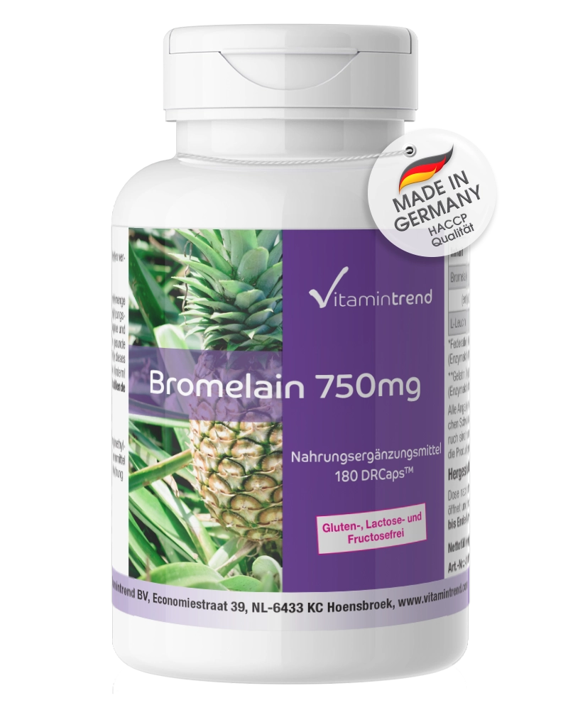 Bromelain 750mg - 180 Kapseln - Großpackung - vegan | Vitamintrend Bromelain 750mg - 180 Kapseln - Großpackung - vegan | Vitamintrend