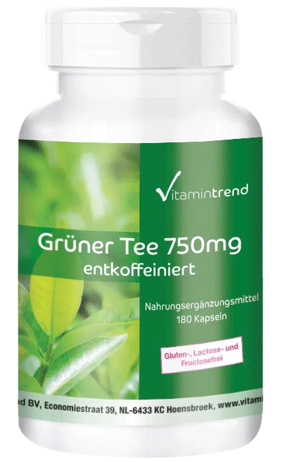 Groene thee extract 750mg - hooggedoseerd - veganistisch - 180 capsules – grootverpakking