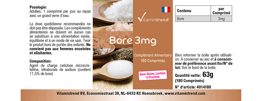 Bor Boron 3mg 180 Tabletten, vegan, Großpackung für 1/2 Jahr