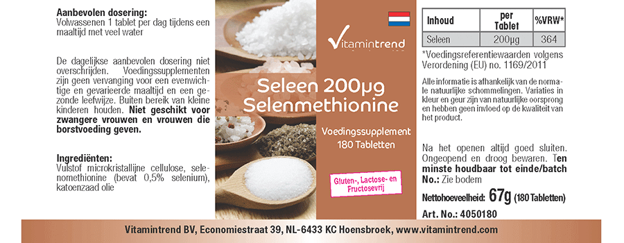 Selen 200µg als Selenmethionin 180 Tabl., hochdosiert, für  1/2  Jahr, organisch, hefefrei
