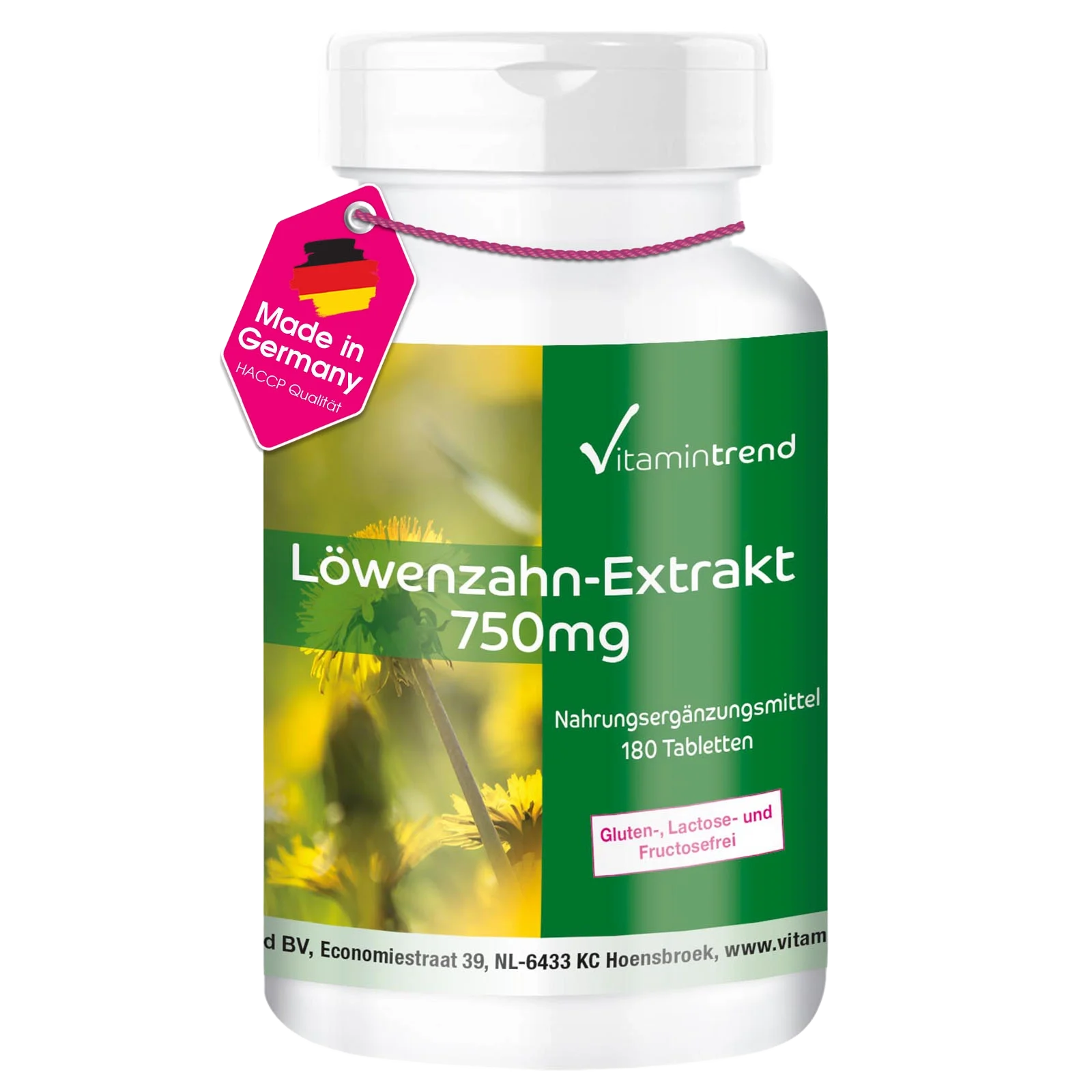 Extrait de pissenlit 750mg - 180 comprimés, dents-de-lion concentration décuplée, végan Extrait de pissenlit 750mg - 180 comprimés, dents-de-lion concentration décuplée, végan