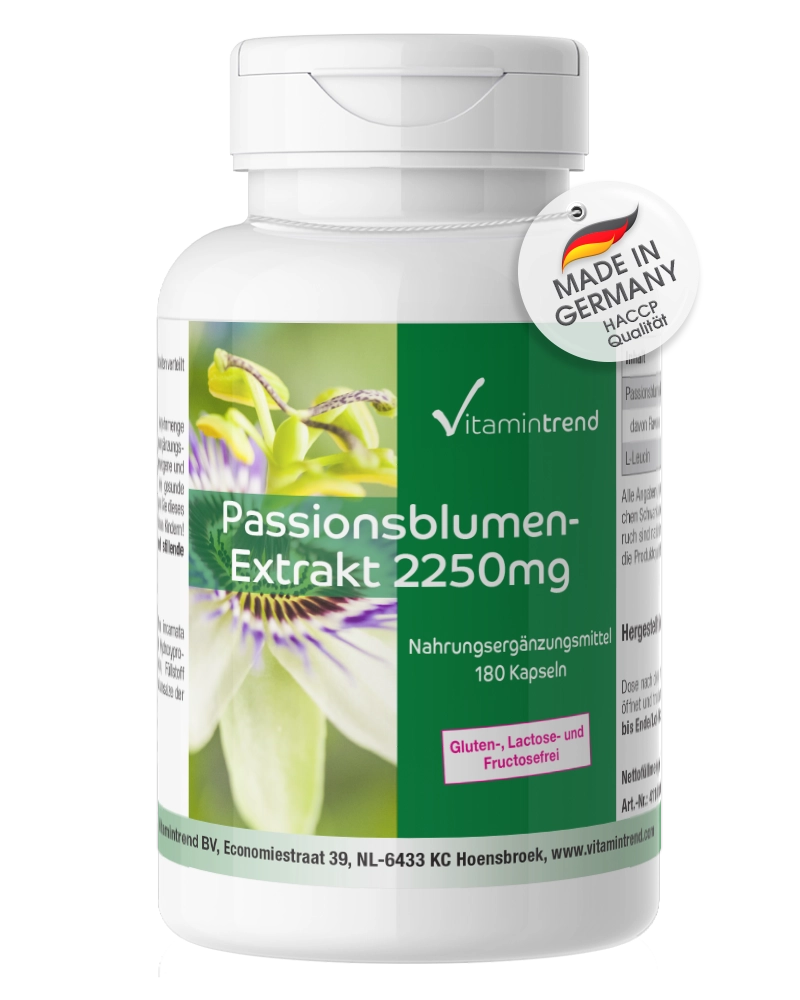 Extrait de Passiflore 2250mg dose journalière - 180 gélules, végan Extrait de Passiflore 2250mg dose journalière - 180 gélules, végan