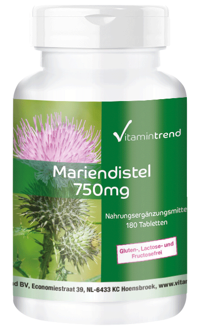 Mariendistel Extrakt 750mg 180 Tabletten, vegan, 80% Silymarin - Sale- MHD 04/25