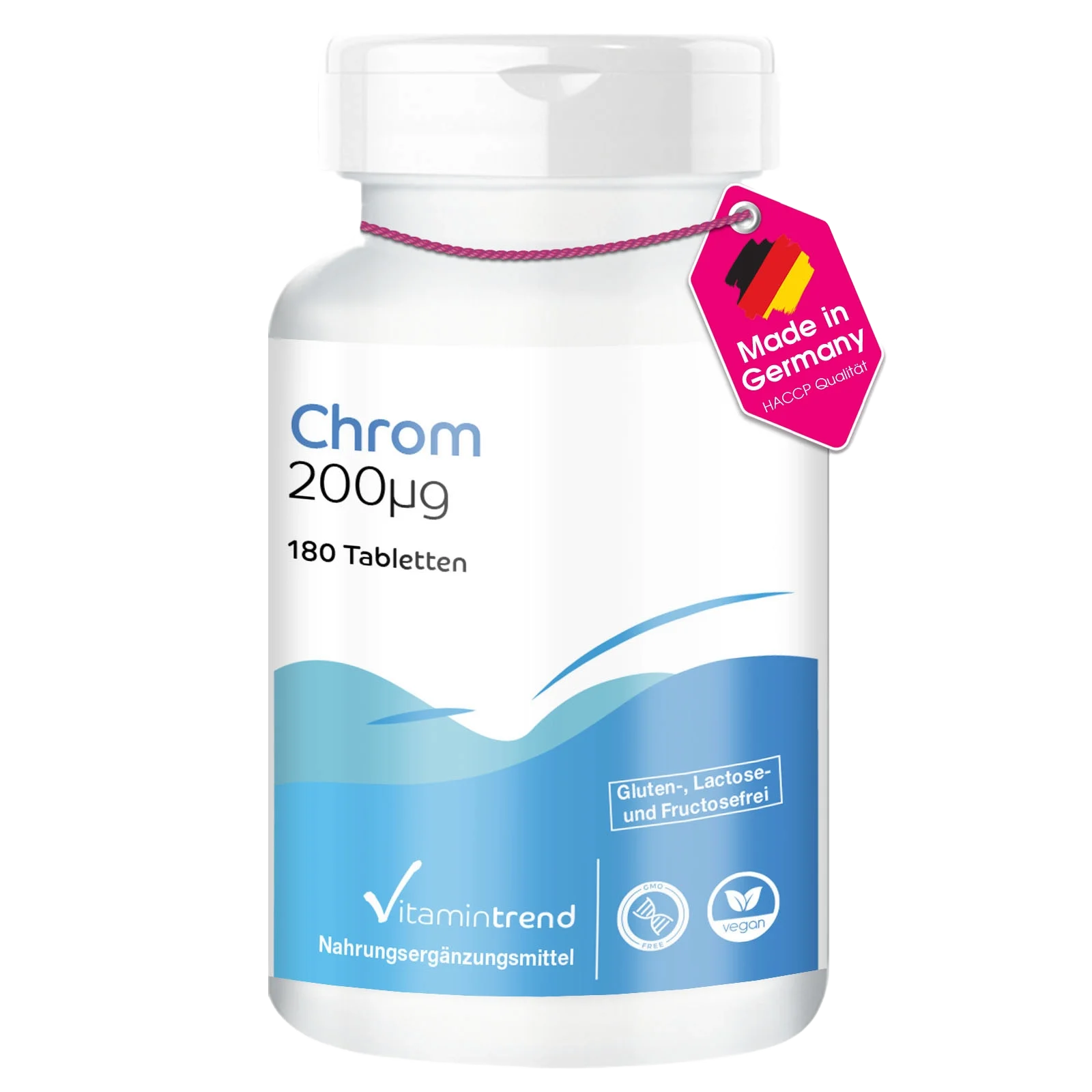 Chrom 200µg aus Chrompicolinat - 180 Tabletten - Vegan - Großpackung für 1/2 Jahr