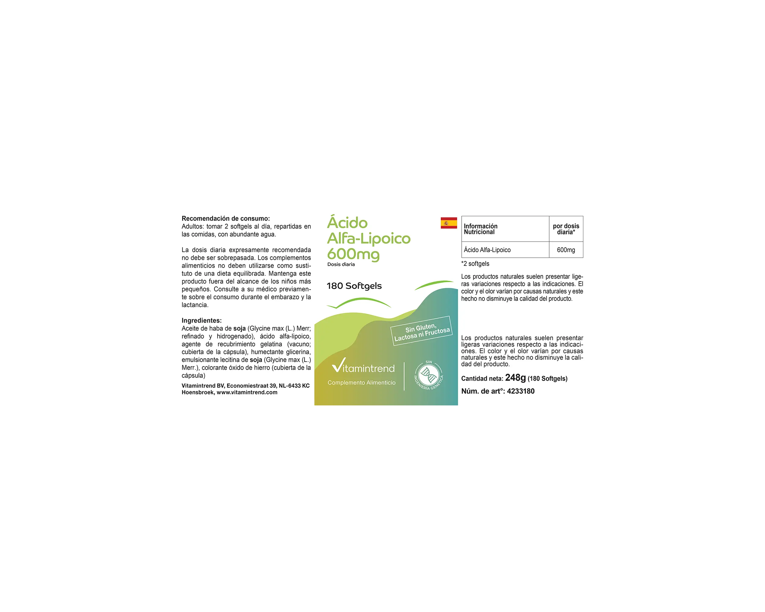 Alpha-Liponsäure 600mg - 180 Softgels | Vitamintrend