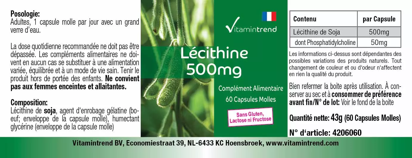 Lecithin 500mg - 60 Softgels - Phosphatidylcholin