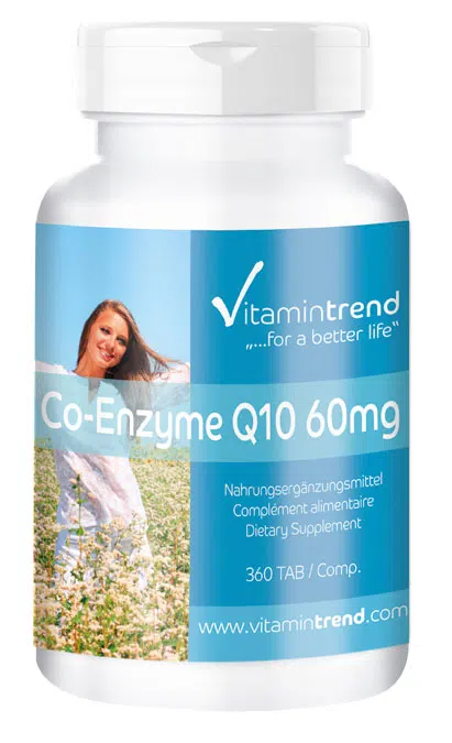 Coenzyme Q10 60mg daily intake, 360 tablets bulk pack for 6 months, vegan