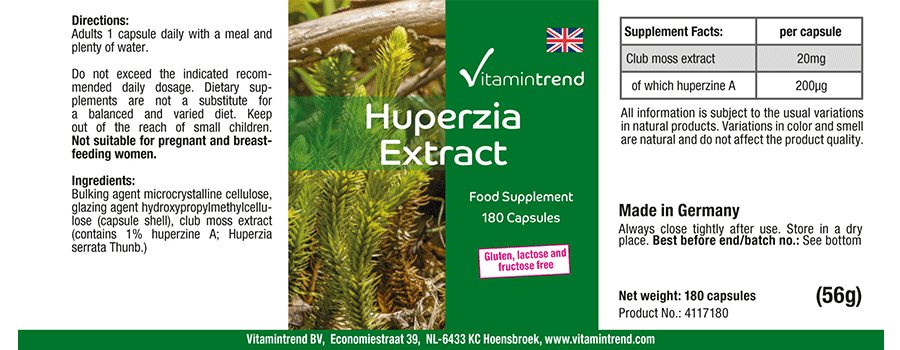 Extrait d'Huperzine - Huperzine A 200µg - vegan - 180 Gélules