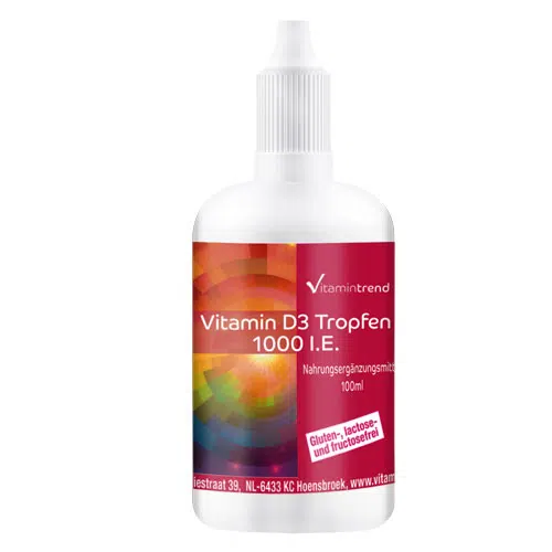 Vitamine D3 druppels 1000 I.U. - 100ml - voordelige fles