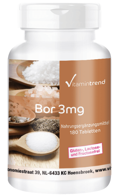 Bor 3mg - 180 Tabletten, vegan, Großpackung für 1/2 Jahr