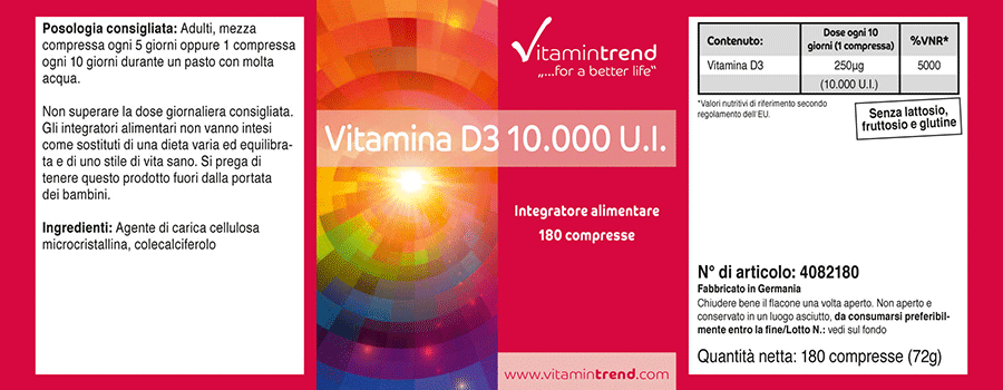 Vitamina D3 10.000 U.I - 180 comprimidos