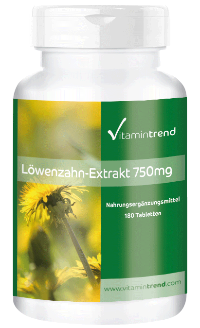 Löwenzahn-Extrakt 750mg - 180 Tabletten, 10-fach konzentriert, vegan- Sale- MHD 03/25