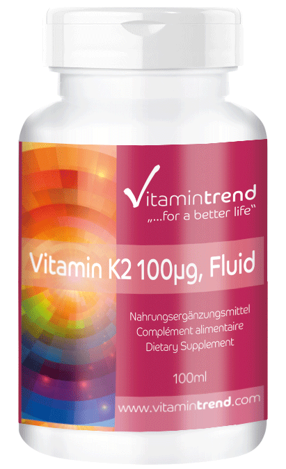 Vitamin K2 flüssig 100µg pro 10 Tropfen, 100ml mit Citronenöl, natürliches Menaquinon MK-7