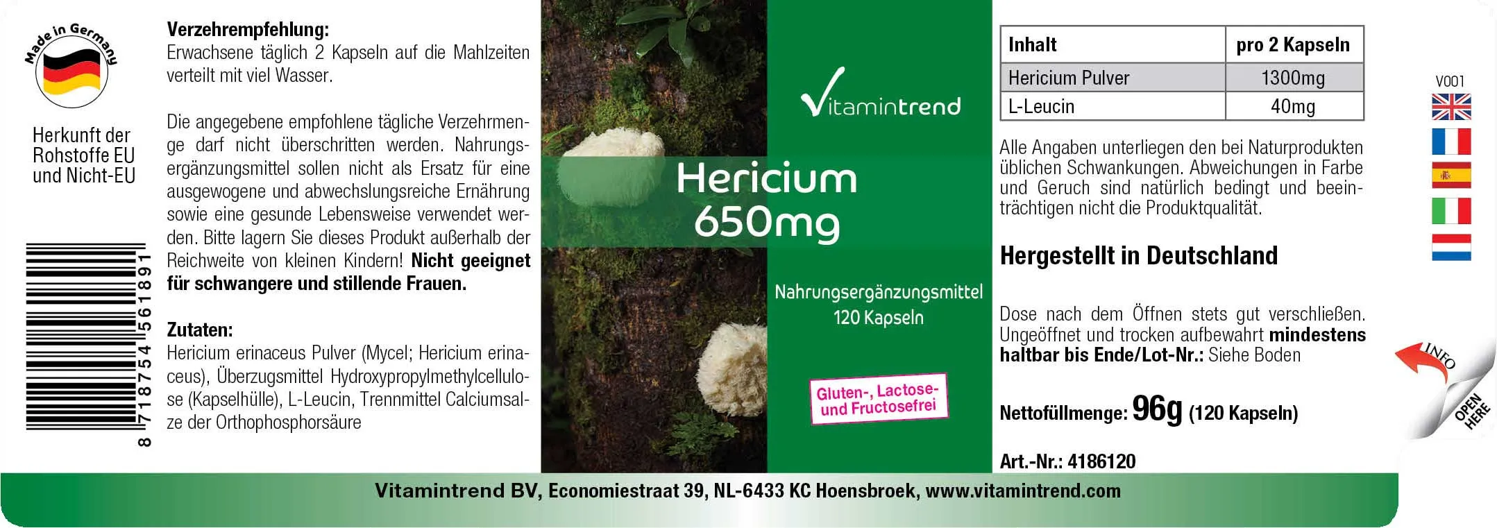 VT 4186120 Hericium 650mg  (183x65)(DE)