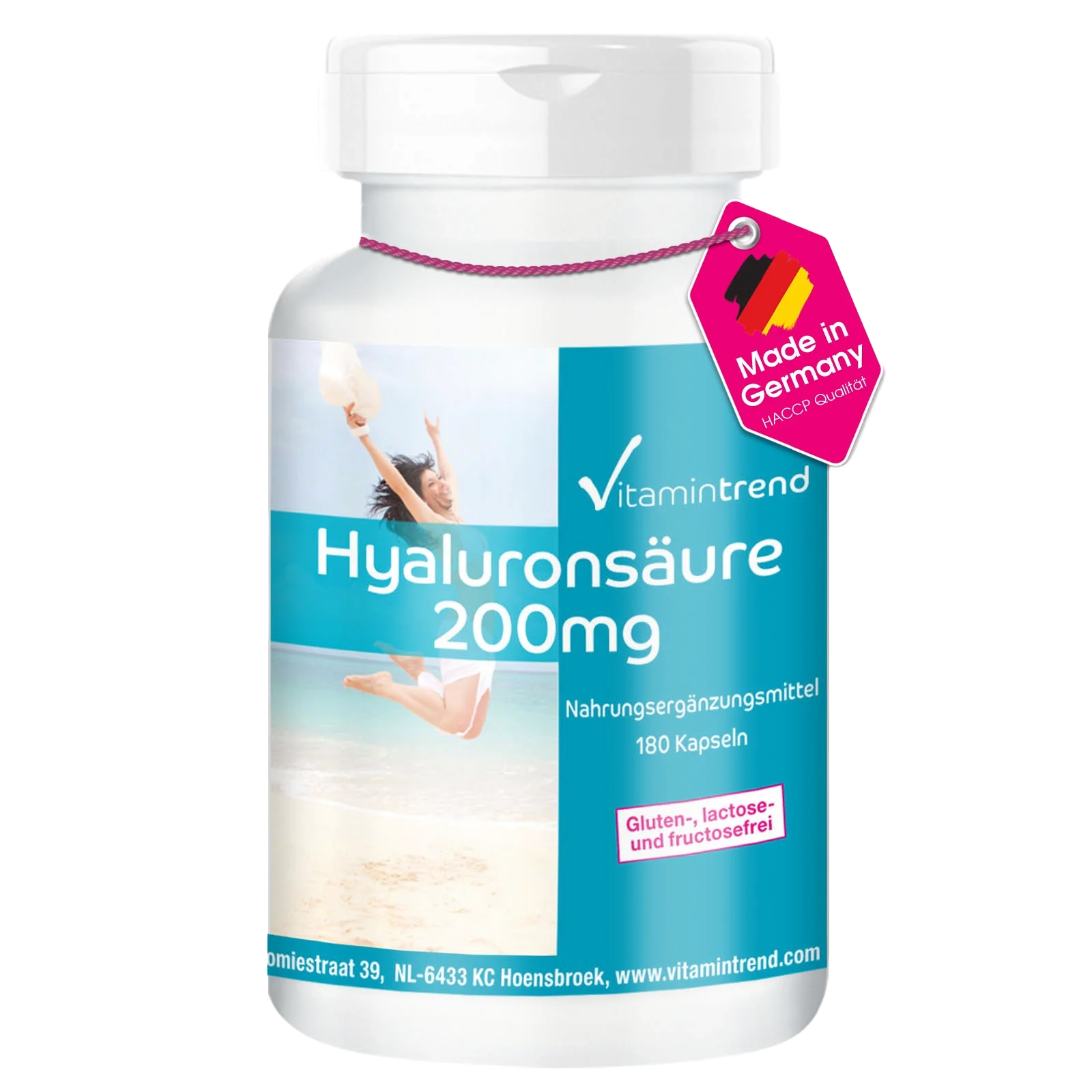 Hyaluronsäure 200mg - vegan - 180 Kapseln - Großpackung