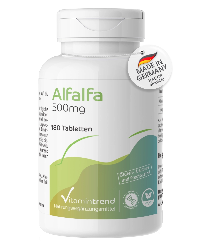 Alfalfa 500mg - 180 Tabletten - vegan | Vitamintrend Alfalfa 500mg - 180 Tabletten - vegan | Vitamintrend