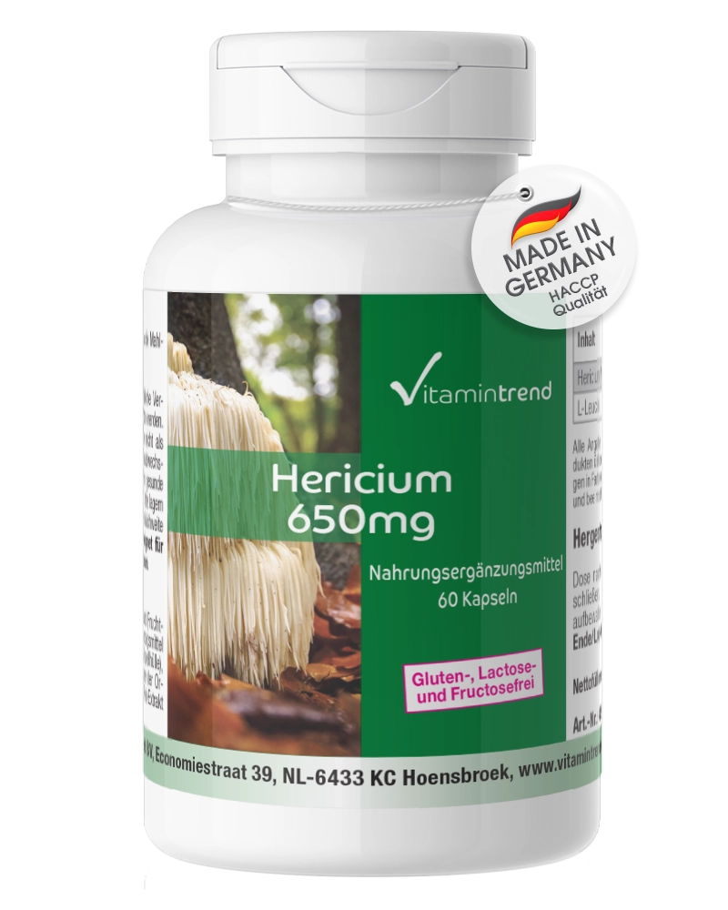 Hericium 650mg - 60 Kapseln - Vitalpilz - vegan | Vitamintrend Hericium 650mg - 60 Kapseln - Vitalpilz - vegan | Vitamintrend