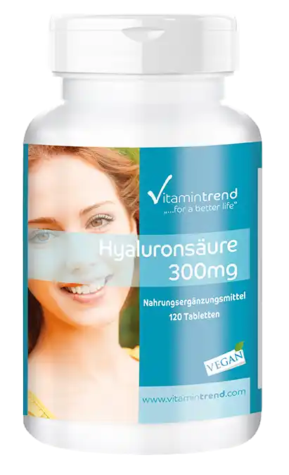 Hyaluronic acid 300mg - vegan - 120 tablets - high dose