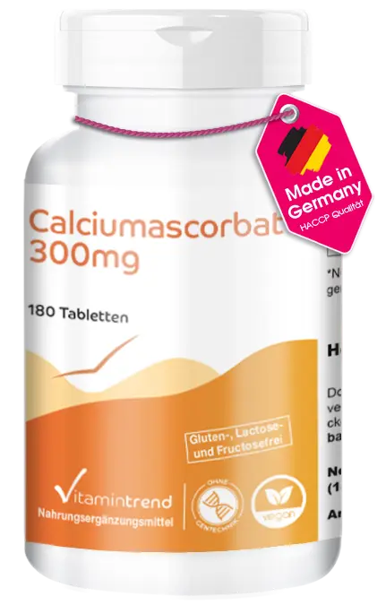 Calciumascorbat 300mg -  Gepuffertes Vitamin C - 180 Tabletten - Großpackung für 1/2 Jahr