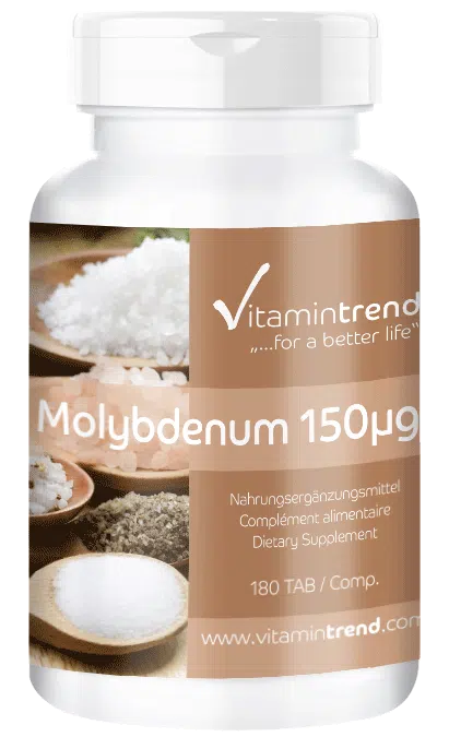Molybdän 150µg 180 Tabletten aus Natriummolybdat, Großpackung für 1/2 Jahr, vegan
