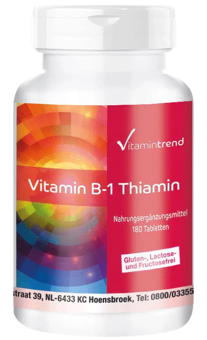 Vitamin B1 100mg Thiamin - 180 Tabletten, vegan, Großpackung für 1/2 Jahr