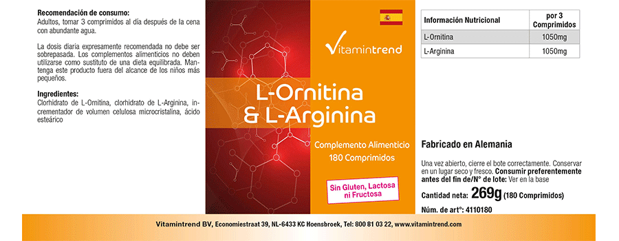 L-Ornithin + Arginin- 180 Tabletten
