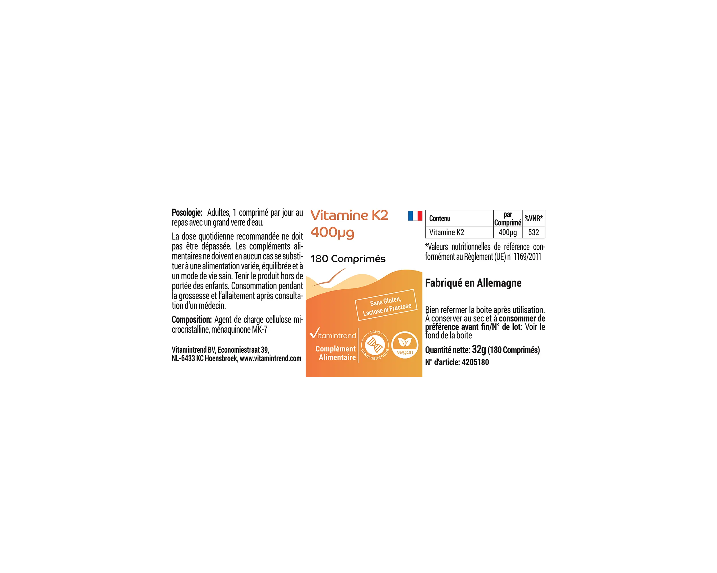 Vitamin K2 400μg - 180 Tabletten | Vitamintrend