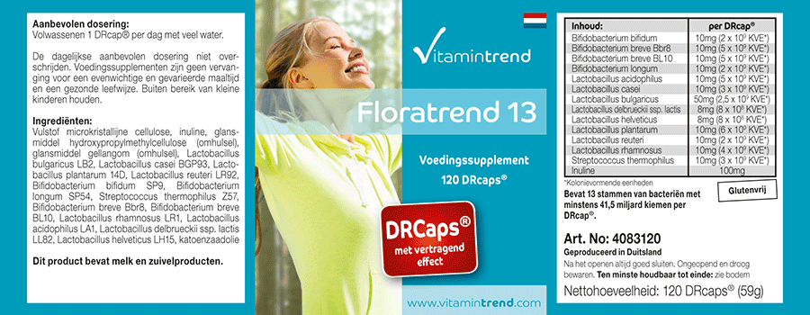 Floratrend 13 - 120 DRcaps® magensaftrestistentes Breitband-Probiotikum