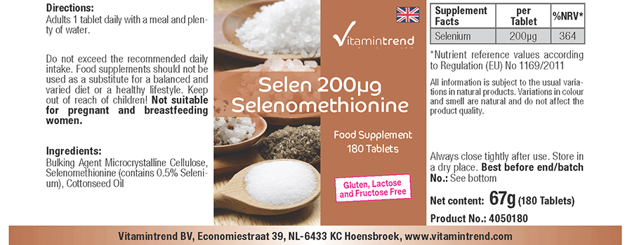 Selenio 200µg - Seleniometionina - 180 comprimidos