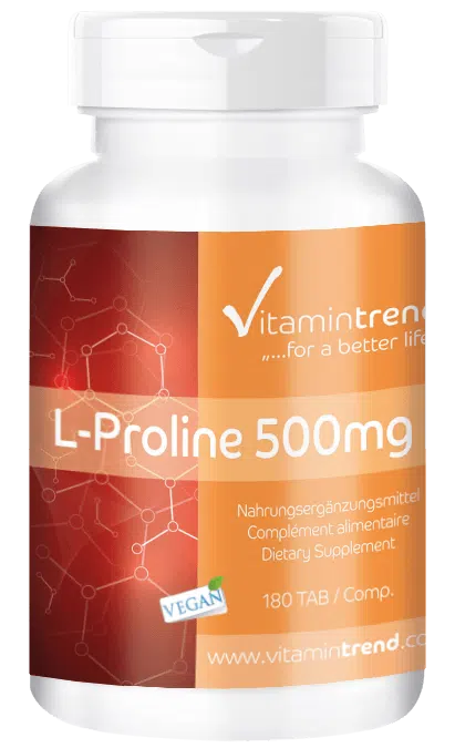 L-proline 500mg 180 tabletten gedurende 3 maanden - aminozuur voor de collageensynthese