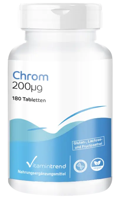 Chroom 200μg 180 tabletten van chroompicolinaat bulkverpakking voor 6 maanden, veganistisch