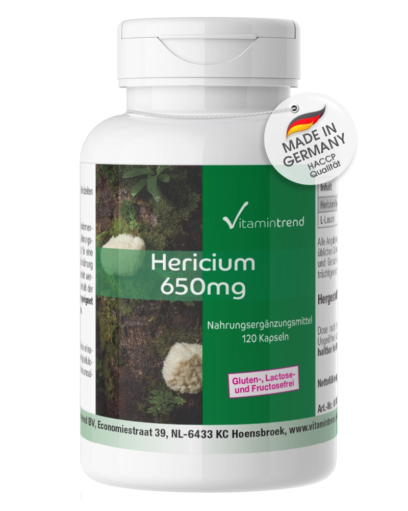 Hericium 650mg - 120 Kapseln - Vitalpilz - vegan | Vitamintrend Hericium 650mg - 120 Kapseln - Vitalpilz - vegan | Vitamintrend