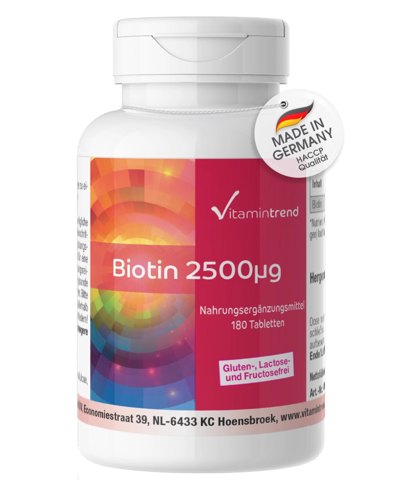 Biotin 2500µg - 180 Tabletten - vegan | Vitamintrend Biotin 2500µg - 180 Tabletten - vegan | Vitamintrend