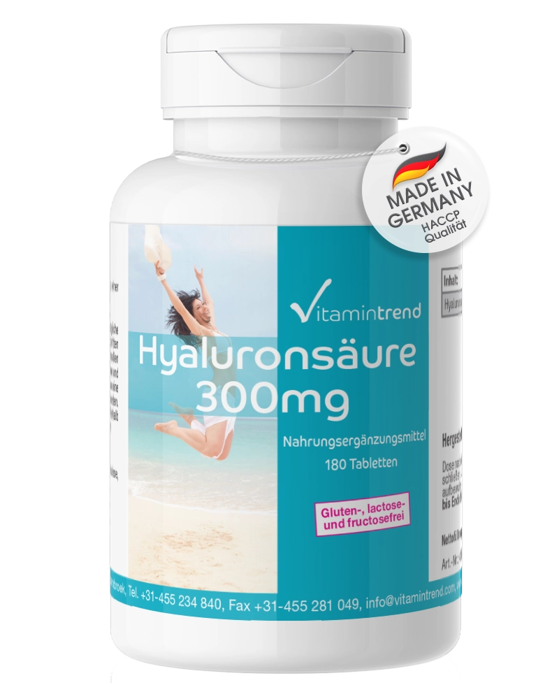 Acide hyaluronique 300mg - végan - 180 comprimés - haute dose Acide hyaluronique 300mg - végan - 180 comprimés - haute dose