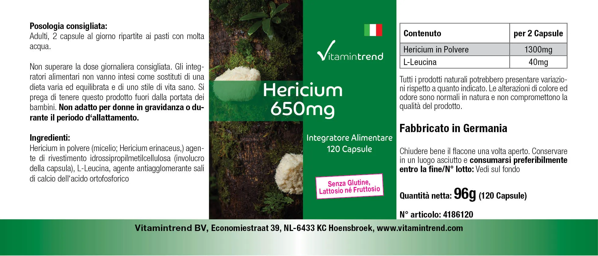 VT 4186120 Hericium 650mg  (183x65)(IT)