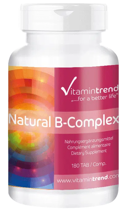 Natürlicher Vitamin B-Komplex 180 Tabletten für  1/2  Jahr Lynside® Forte B100, vegi