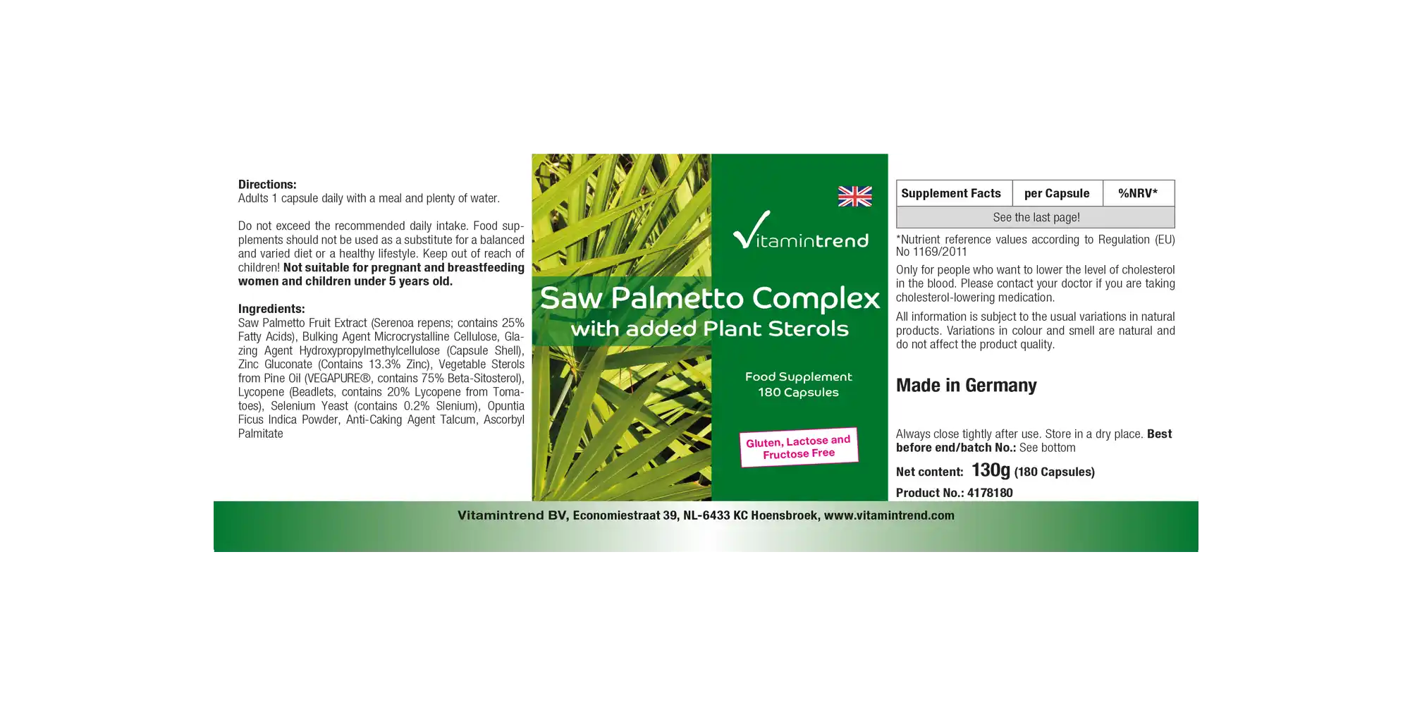 Palmier nain Complexe - vegan - 180 gélules - paquet familial