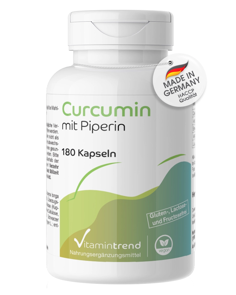 Curcumine avec Bioperine® 180 gélules, 95% curcuminoïdes, extrait de curcuma, flacon avantageux pour 1/2 an Curcumine avec Bioperine® 180 gélules, 95% curcuminoïdes, extrait de curcuma, flacon avantageux pour 1/2 an