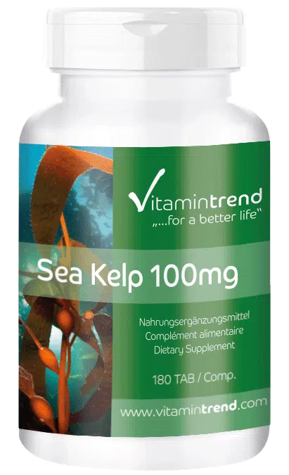 Sea Kelp 100mg 180 Tabletten, Braunalge mit 150µg Jod, vegi, Großpackung für 1/2 Jahr
