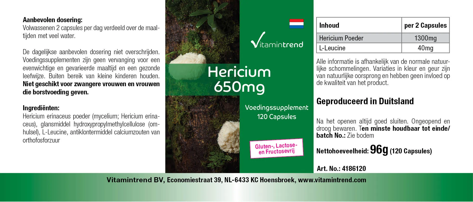 VT 4186120 Hericium 650mg  (183x65)(NL)