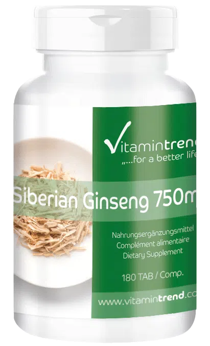 Siberische Ginseng 750mg 180 tabletten taigawortel, Eleutherococcus senticosus, veganistisch