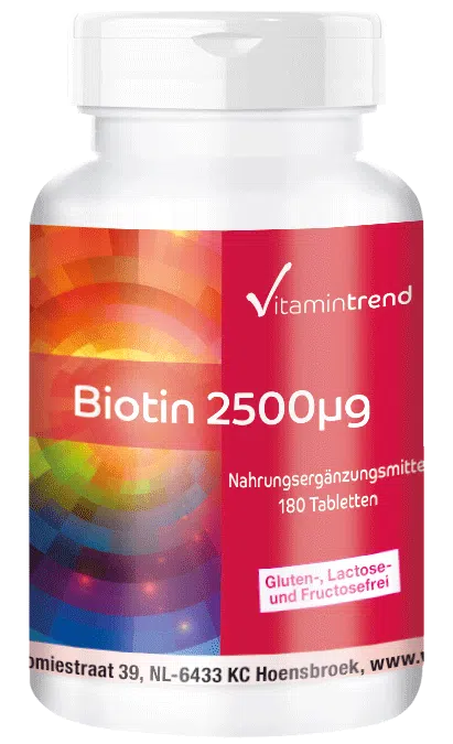 Biotin 2,5mg 180 Tabletten, vegan, Großpackung für 1/2 Jahr