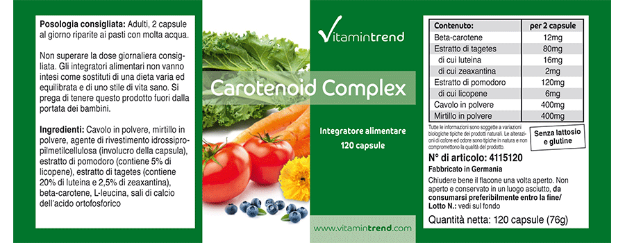 Carotenoid Complex - 120 capsules, antioxidants, vegan