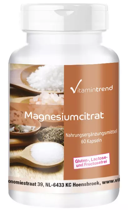 Citrato de magnesio - 60 cápsulas - magnesio ligado orgánicamente