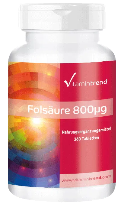 Folsäure 800µg - 360 Tabletten - Vegan - Großpackung für 1 Jahr