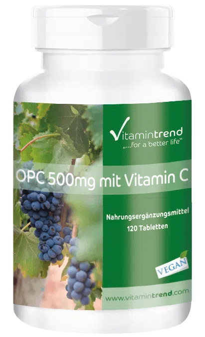 OPC 500mg with vitamin C 120 tablets vegan bulk pack for 4 months